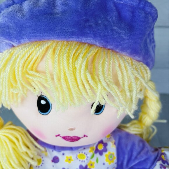 Large 24" Calplush CUTIE DOLLS Girl Purple Floral Butterfly Doll Plush W Tags - Picture 15 of 16